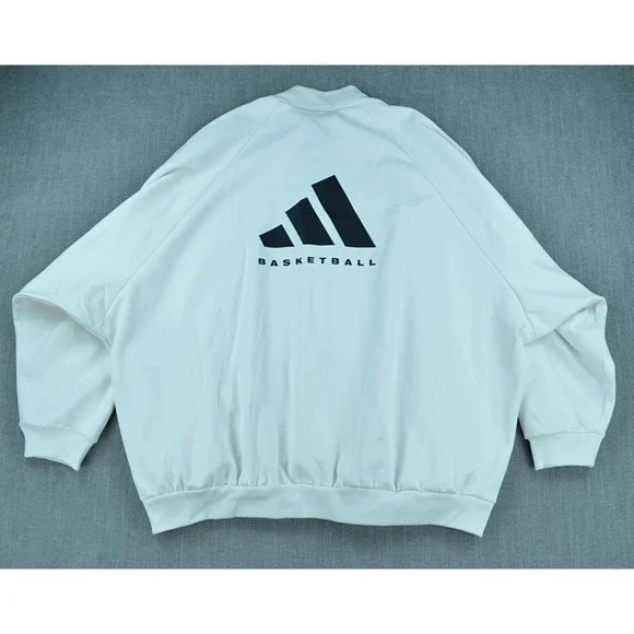 Adidas Jacket Men's 3XL White Basketball One Fleece Track Jacket Full Zip NWT - Picture 10 of 11